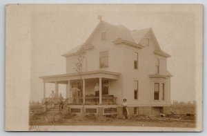 Winnebago Co WI House Construction Workers of Zion Omro Real Photo Postcard A38