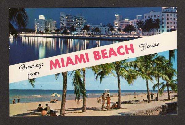 FL Greetings from MIAMI BEACH FLORIDA Postcard PC