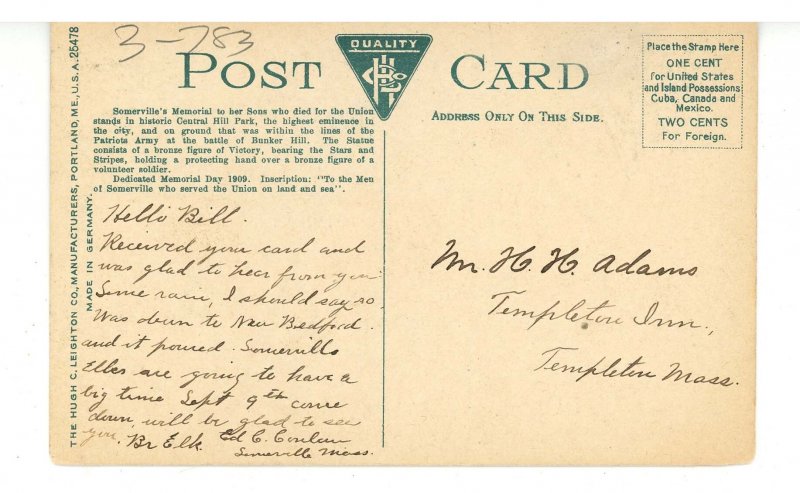 MA - Somerville. Central Hill Park, Soldiers' Monument