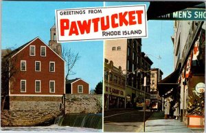 Postcard SHOPS SCENE Pawtucket Rhode Island RI AK2642