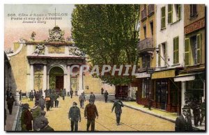 Toulon Postcard Old door and street l & # 39arsenal