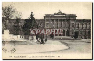 Old Postcard Strasbourg Statue of Goethe University and Children