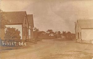 Sunset ME Stores Dirt Street 1906 RPPC Postcard