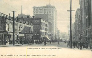 Postcard Washington Seattle Second Avenue Alaska Trolley Railroad 23-1051 