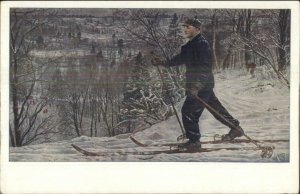 Cross Country Skiing Voroshilov Printed in Soviet Union Old Postcard