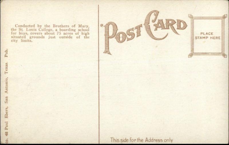 San Antonio TX c1910 Postcard ST. LOUIS COLLEGE