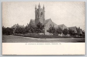 Perkasie PA St Stephens Reformed Church And P & R Railway Station Postcard N25