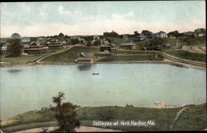 YORK HARBOR ME Cottages Bird's Eye View c1910 Postcard