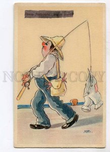 3027438 Funny FISHERMAN w/ Trousers. Old PC