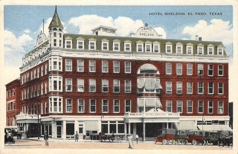 HOTEL SHELDON El Paso, Texas ca 1920s Vintage Postcard