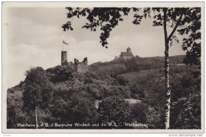 RP; Weinheim a. d. B. / Burgruine Windeck und die W. S.C. Wachenburg, Baden-W...
