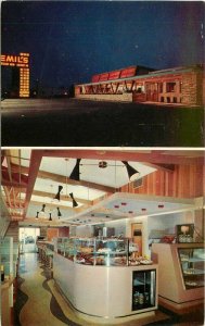 Columbus Ohio Emil's Steer Inn Night Neon 1950s Aladdin Studios Postcard 21-5115