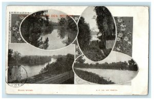 1906 Greetings From Des Moines Iowa IA, Rivers Multiview Antique Postcard 