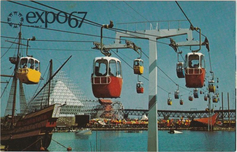 Expo67 - Montreal QC, Quebec, Canada - Sky Ride over Dolphin Lake