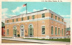 Vintage Postcard 1920's View of U. S. Post Office Building Weston West Virginia