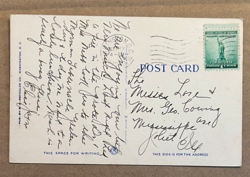 VINTAGE 1942 USED LINEN POSTCARD TOMB OF THE UNKNOWN SOLDIER ARLINGTON VA.