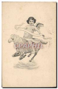 Old Postcard Fantasy Angel Angels Lamb