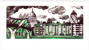 London England Jumbo Postcard by Ruben Toledo #2