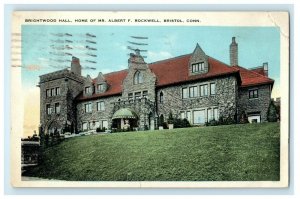 1926 Brightwood Hall, Mr. Albert Rockwell Home, Bristol, Connecticut CT Postcard