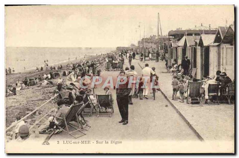 Old Postcard Luc on sea dike