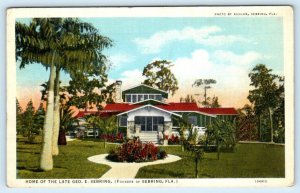 SEBRING, Florida FL ~ Late GEORGE SEBRING'S Home Highlands County 1930s Postcard