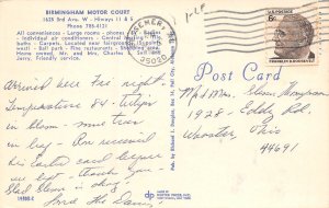 Birmingham, Alabama, Birmingham Motor Court, Vintage Postcard AA357-22