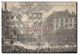 Old Postcard Firefighters Fire Place Saint Etienne of & # 39hotel city June 5...