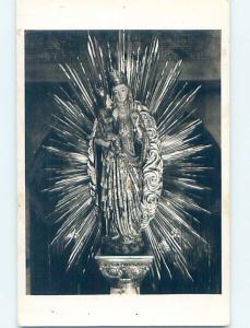 Pre-1920 rppc statue VIRGIN MARY HOLDING BABY JESUS - BOTH WEARING CROWNS HM0566