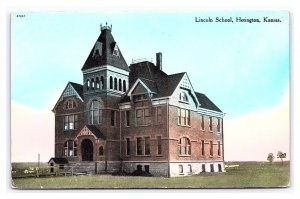 Postcard Lincoln School Herington Kansas