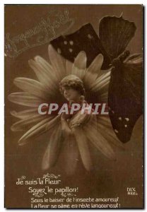 Old Postcard Fantaisie I am the flower Be the Butterfly Butterfly Christmas C...