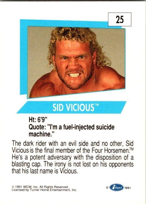 1991 WCW Wrestling Card Sid Vicious sk21129