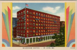 St Louis Missouri The Warwick Hotel Curteich Linen Postcard W7