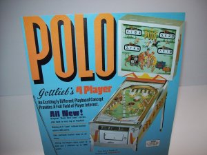 Polo Pinball FLYER Original 1970 Vintage Game Retro Sports Pony Horses Mod