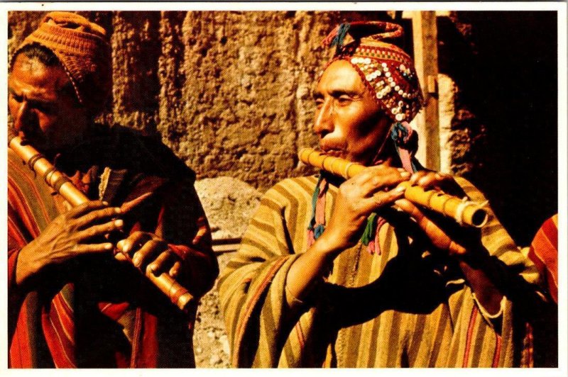 Cusco/Cuzco, Peru  INDIAN FLUTE PLAYERS Musical Instrument~Native Dress Postcard