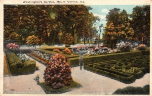 Vintage Postcard 1920's Washington's Garden Mount Vernon VA Virginia