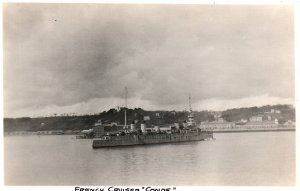 French Cruiser Conde - French Navy -  c1910s RPPC Postcard