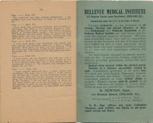 Paper Booklet -Marriage & Health Diseases of Mind & Body Bellevue Med Inst 1897