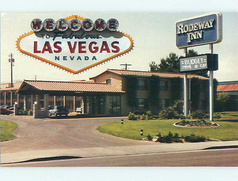 Unused 1980's OLD CARS & RODEWAY INN MOTEL Las Vegas Nevada NV u1736-23