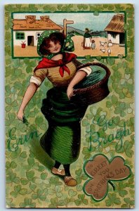 Creswell Oregon OR Postcard St Patrick's Day Shamrock Pretty Woman Embossed 1911