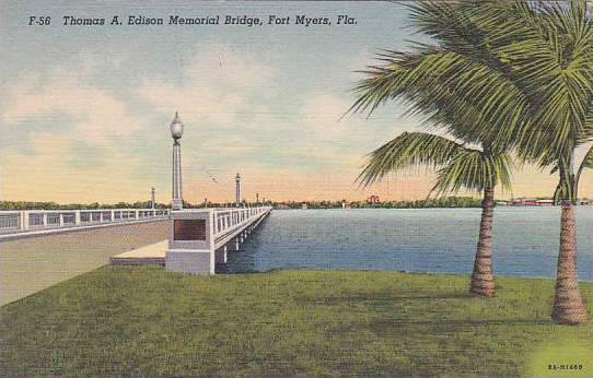Florida Fort Myers Thomas A Edison Memorial Bridge 1941