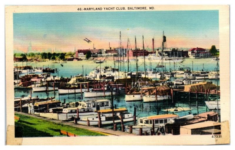 Mid-1900s Maryland Yacht Club, Baltimore, MD Postcard