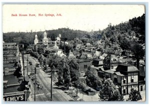 1912 Bath House Row Cars Trolley Hot Springs Arkansas AR Posted Antique Postcard