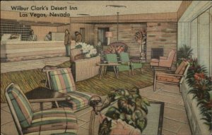 Las Vegas NV Wilbur Clark's Desert Inn LINEN INTERIOR Postcard