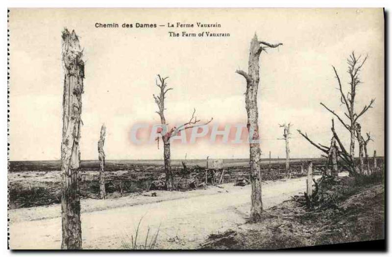 Old Postcard Chemin des Dames Farm Vauxrain Army