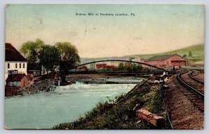 Harmony Junction Pennsylvania~Eidnau Mill~Bridge~Railroad Tracks~1910 Postcard
