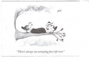 Bird Nest, One Annoying Piece Cartoon, Toil, New Yorker Magazine Humour Postcard