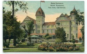 Hotel Vendome Main Entrance San Jose California 1910c postcard