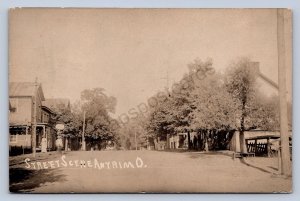 J87/ Antrim Ohio RPPC Postcard c1910 Guernsey County Street Scene Store 170