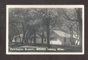 RPPC DETROIT LAKES MINNESOTA FAIRHAVEN RESORT VINTAGE REAL PHOTO POSTCARD