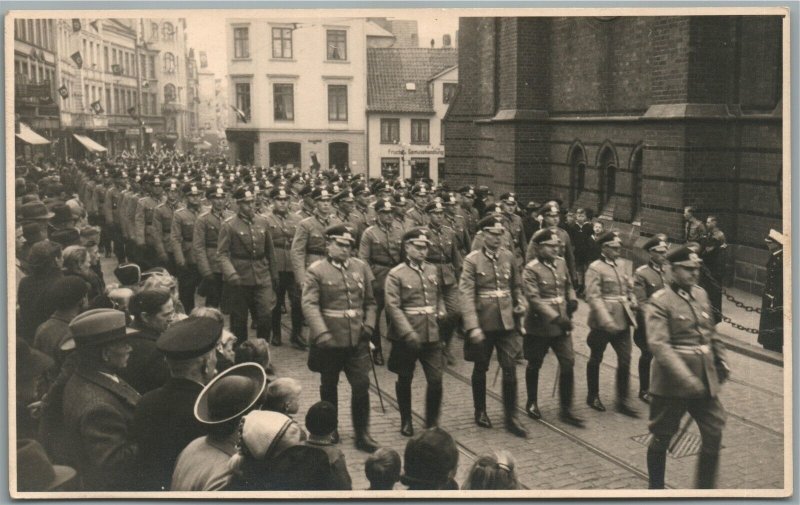 WWII ERA GERMAN MILITARY PARADE VINTAGE REAL PHOTO POSTCARD RPPC
